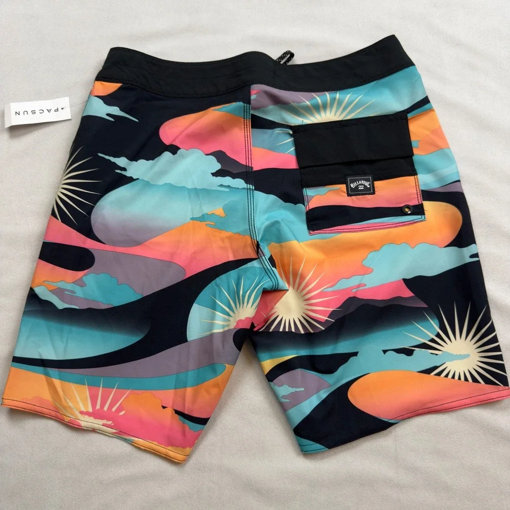 Billabong Sundays Pro Boardshorts Mens 28 Recycler Multi Color Sun Print Swim - Picture 8 of 9